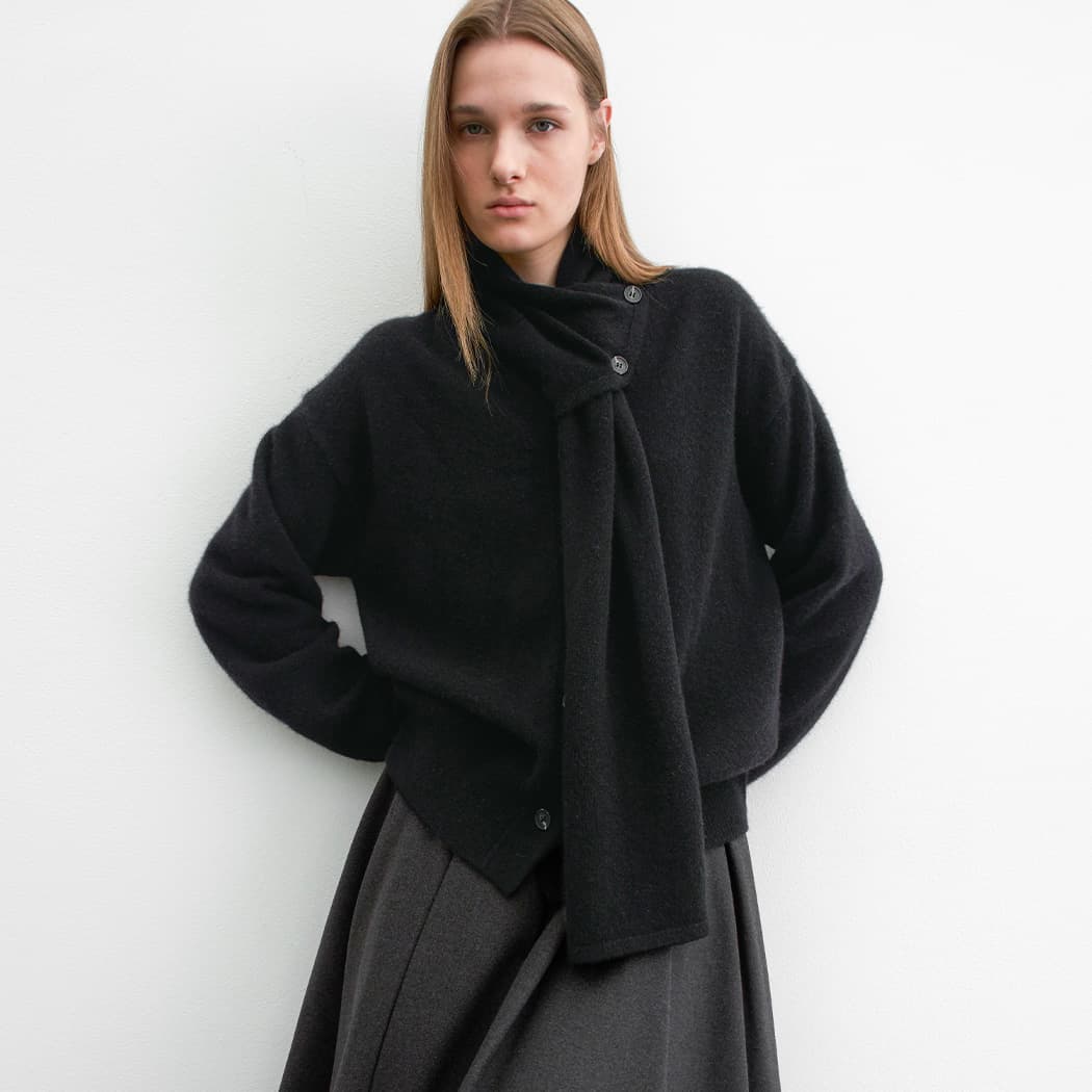 (CD-2235)YAK BLENDED MUFFLER SET CARDIGAN S