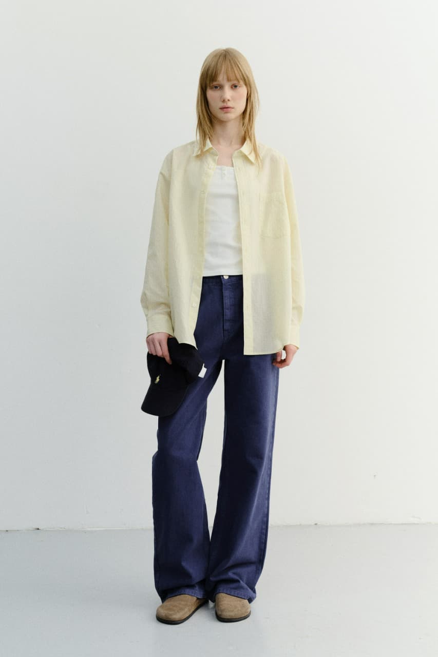 UNISEX SUMMER BREEZE STRIPED OVERSHIRT BUTTER_UDSH6B126Y1
