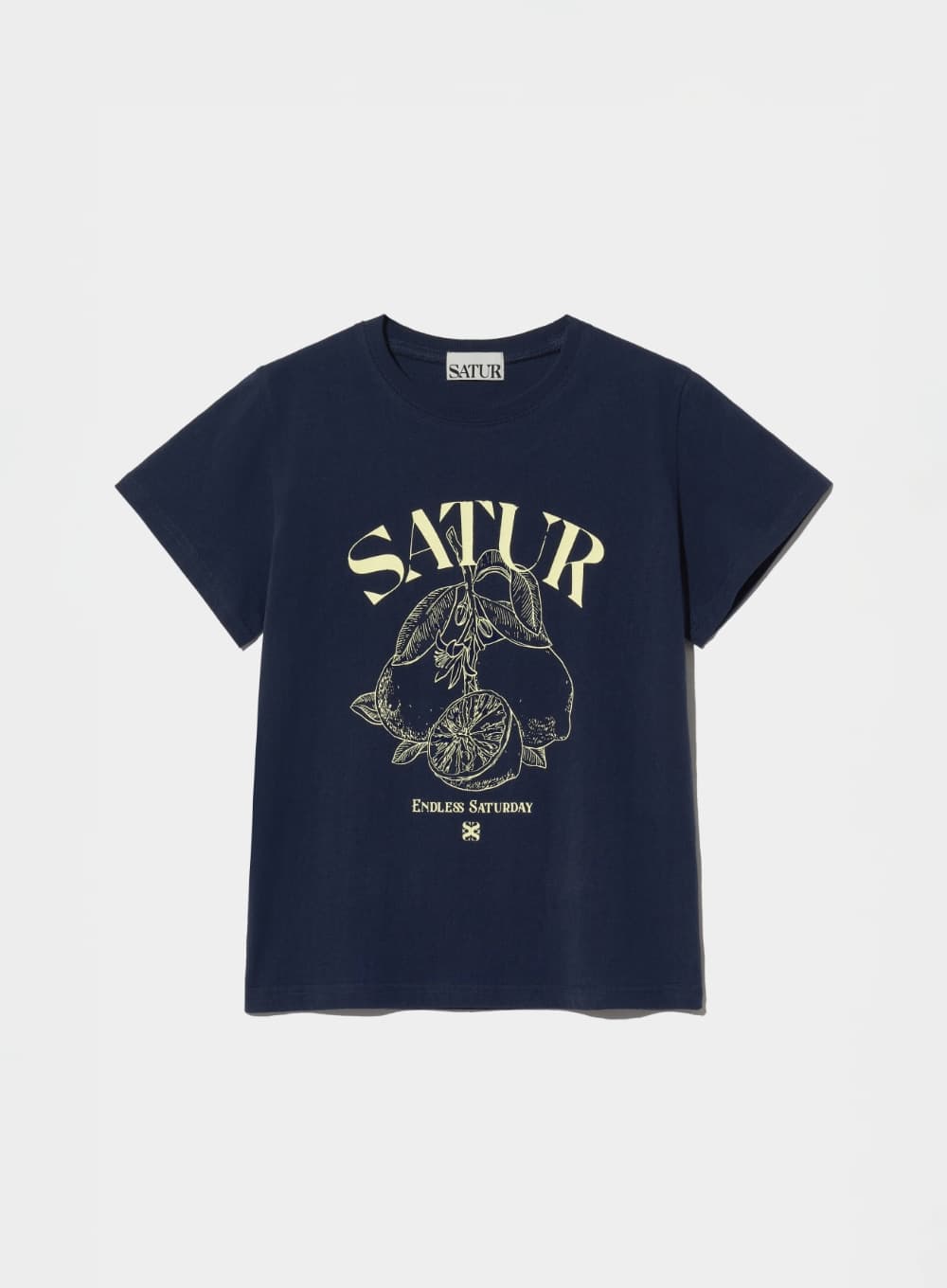 (W) Capri Citron Drawing Summer Graphic T-Shirt - Sunset Navy