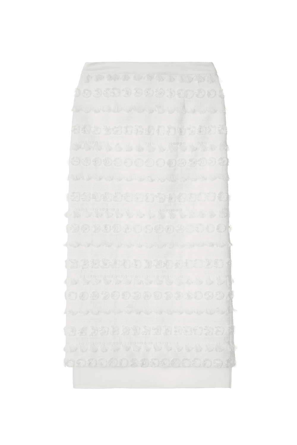 Textured Midi H LINE Skirt (White)