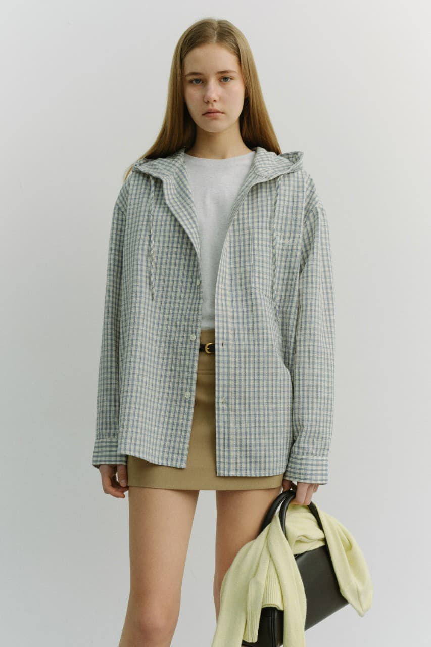 UNISEX CLASSIC HOODED SHIRT CREAM CHECK_UDSH6A107CR