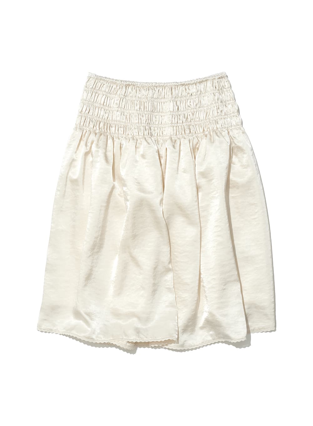 LACE TRIM SMOCKING MIDI SKIRT_IVORY