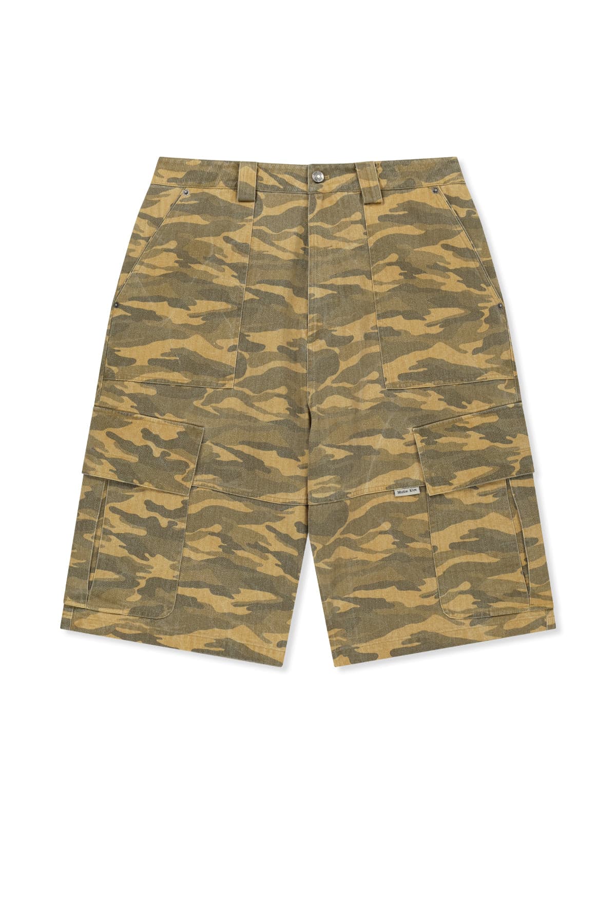 CAMOUFLAGE CARGO BERMUDA PANTS FOR MEN IN CAMEL