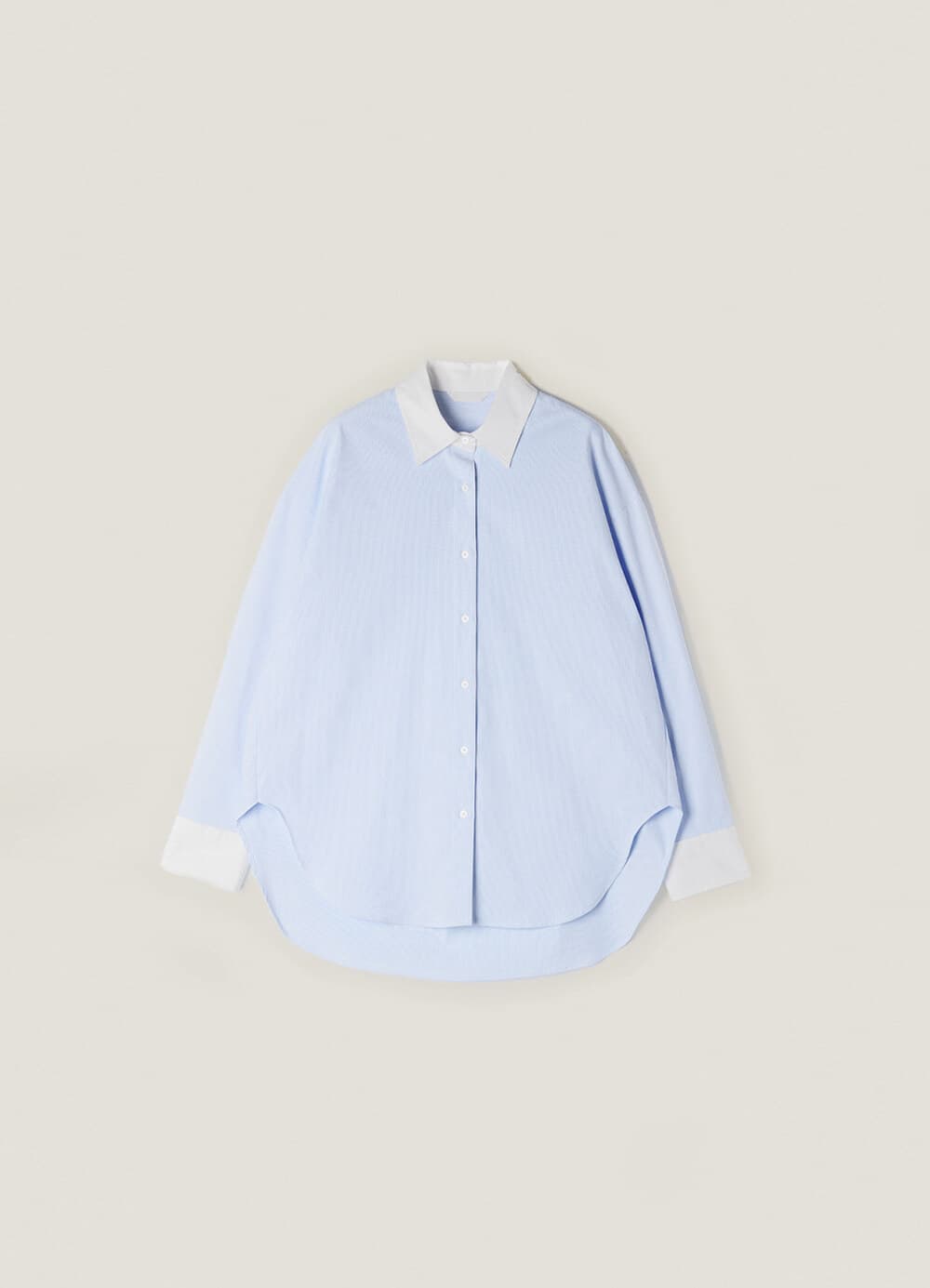Colorblock Oversized Stripe Shirt - Light Blue