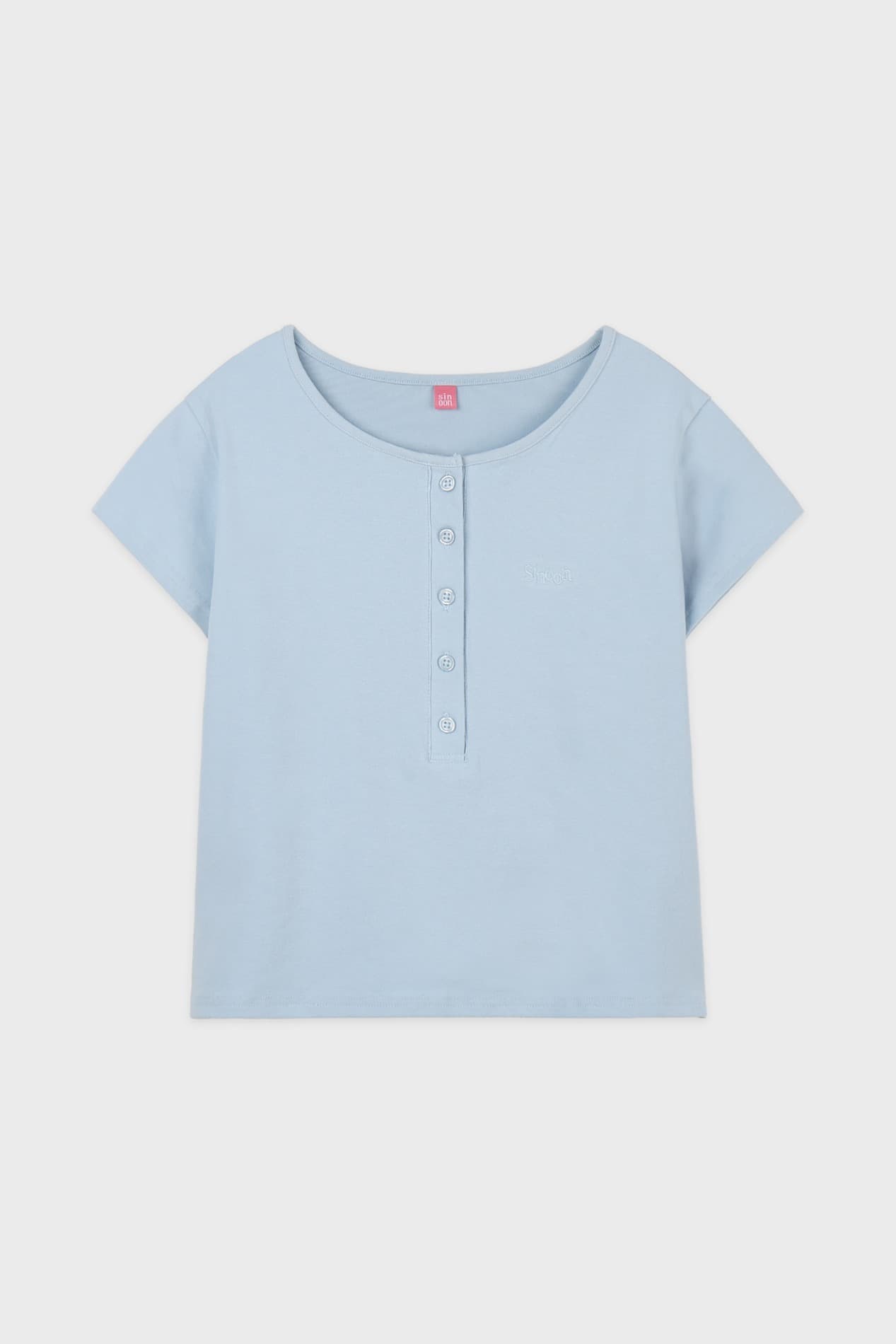 SN Henley Neck Cap Sleeved T-shirt (Blue)