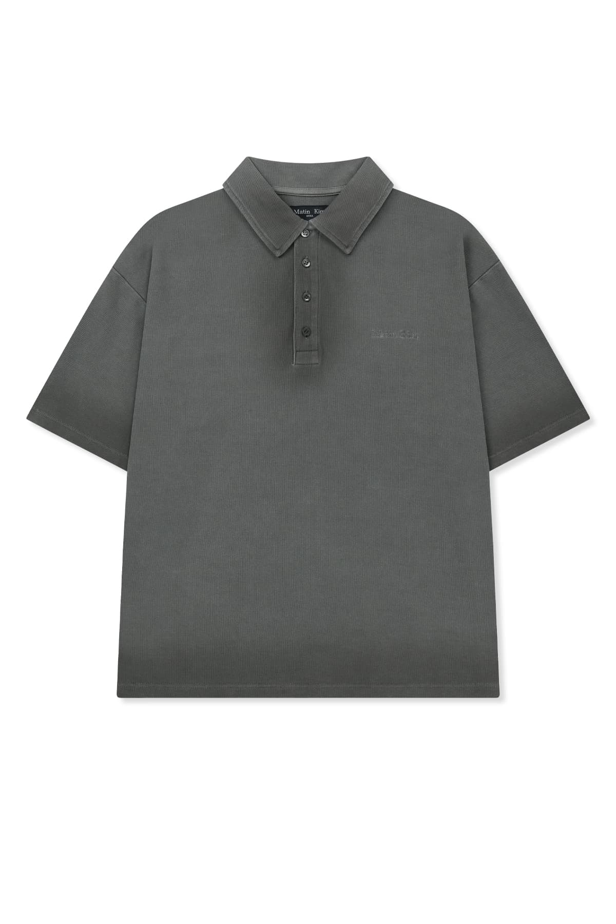 SMALL LOGO WASHED PIQUE TOP FOR MEN IN CHARCOAL