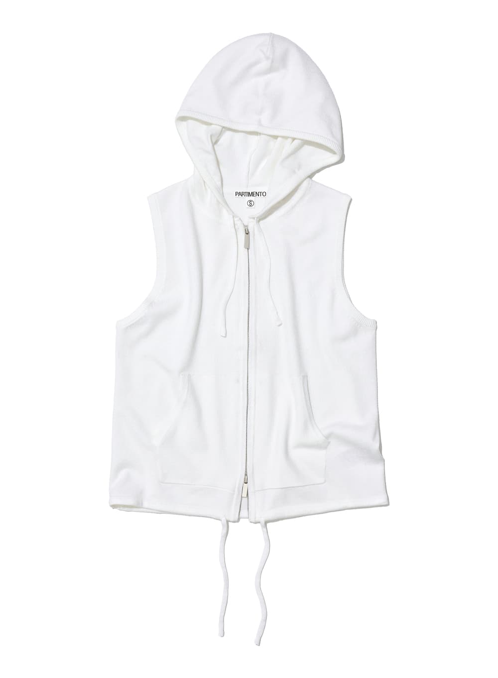 HOODED ZIP-UP KNIT VEST_IVORY