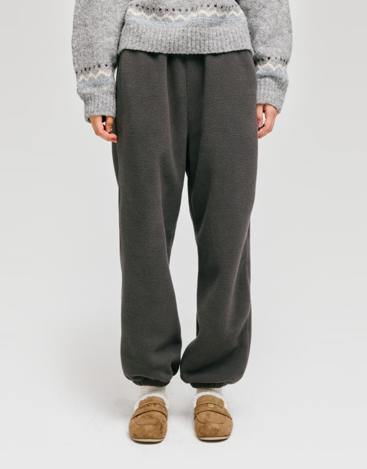 fleece banding pants - charcoal