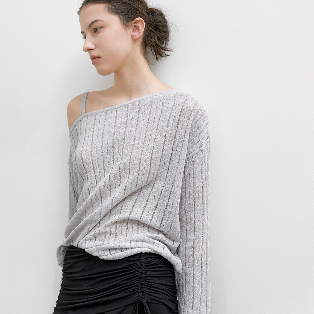 (T-7238)ONE SHOULDER STRAP SKASI KNIT