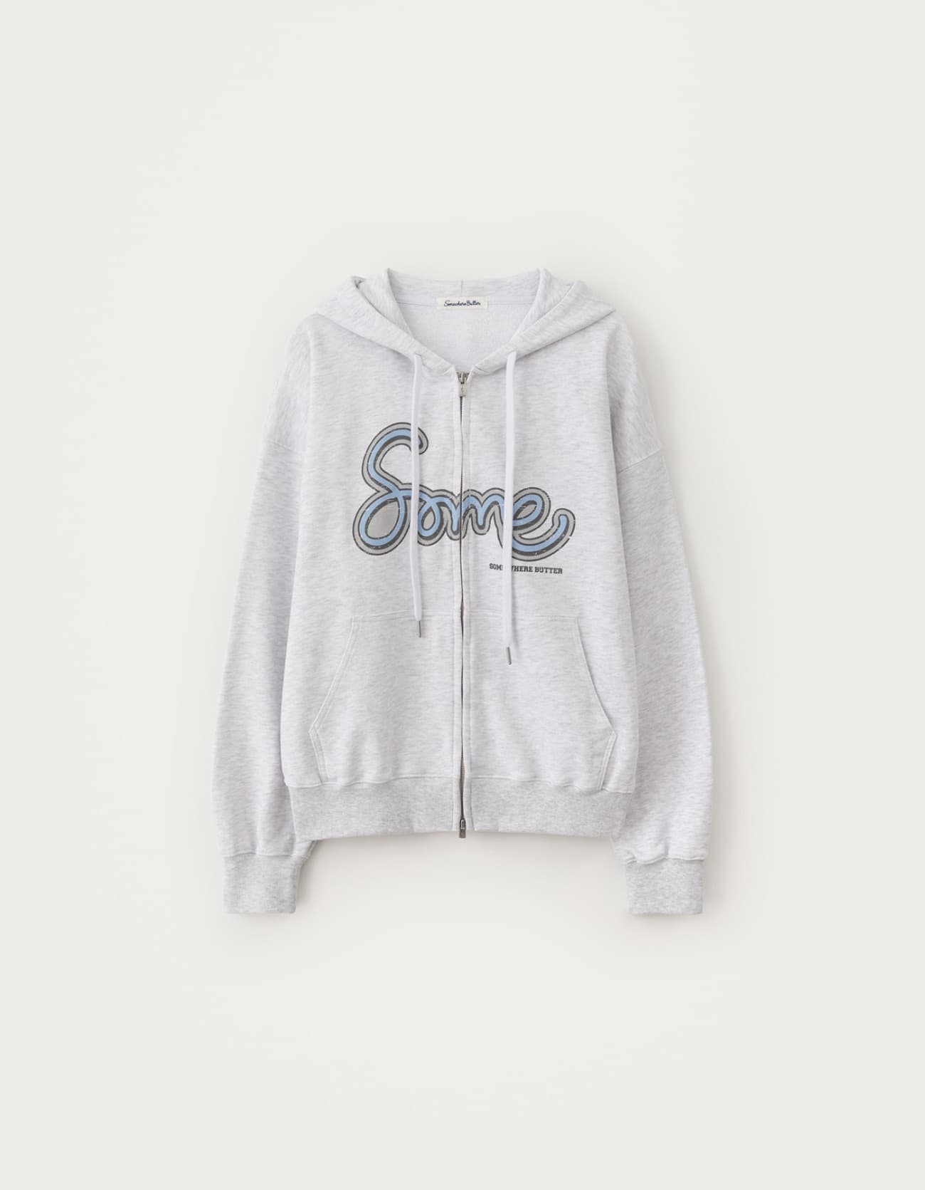 Some Logo Hoodie Zip-Up - White Melange