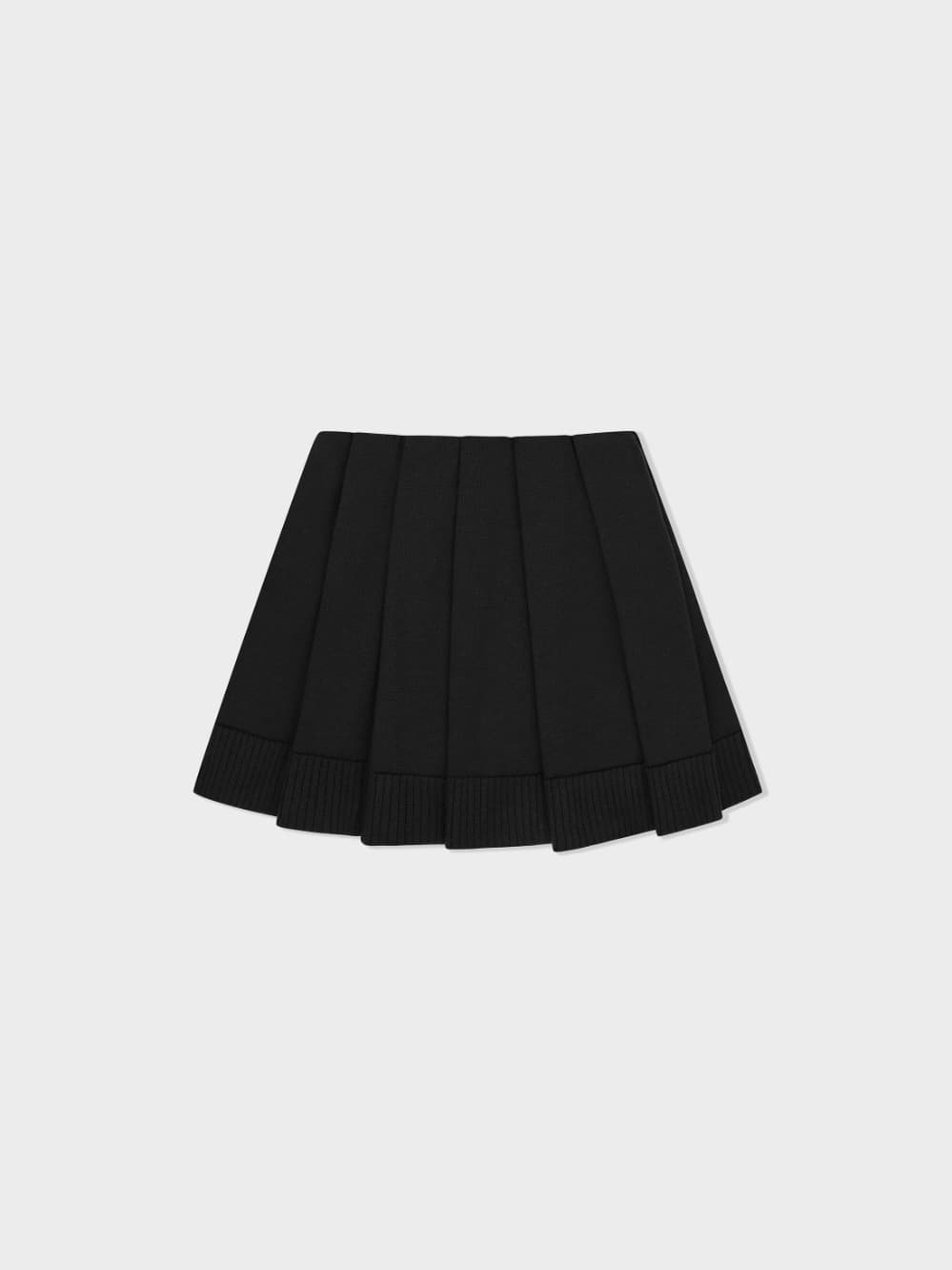 Pleated Knit Mini Skirt_Black