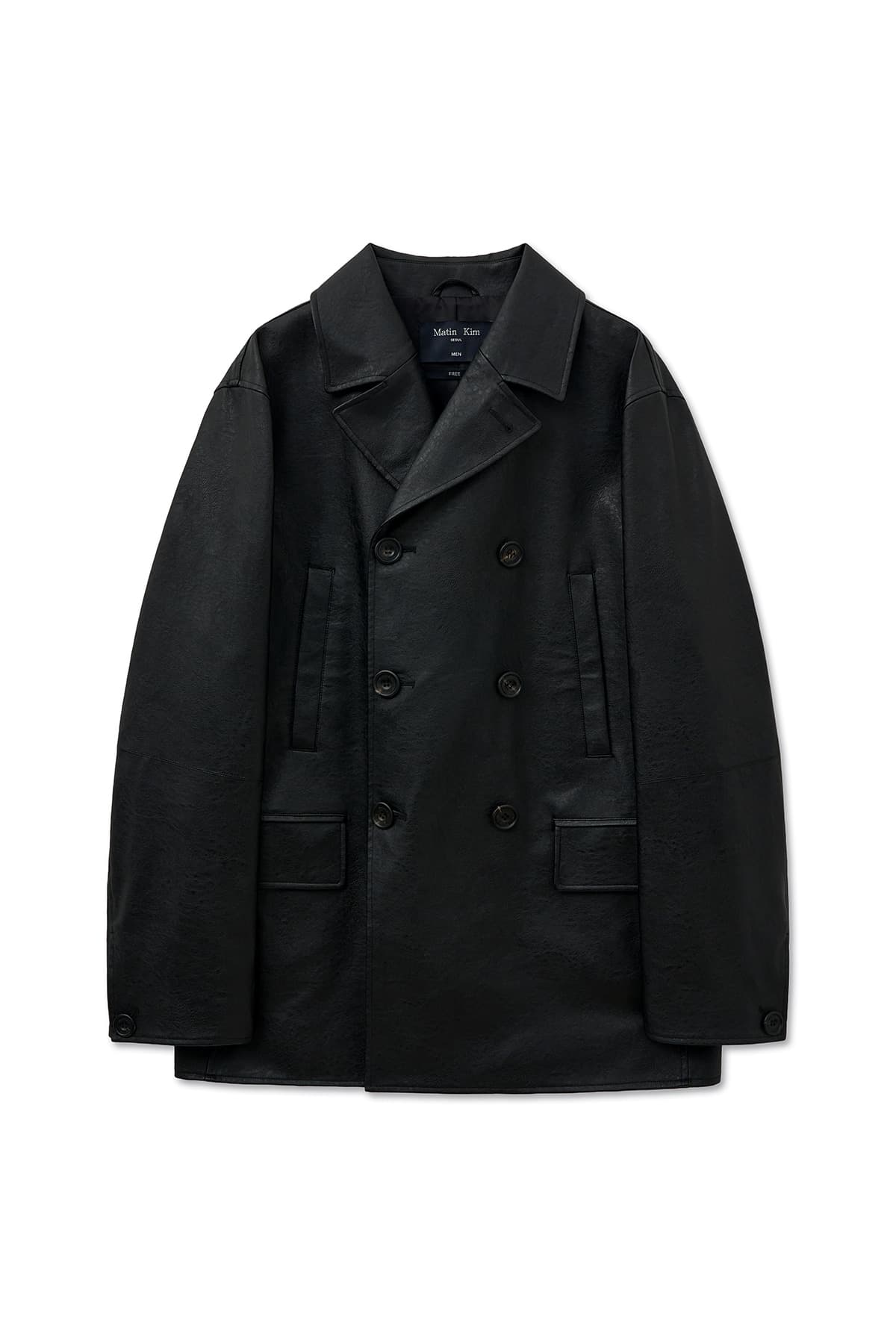 FAUX LEATHER DOUBLE JACKET FOR MEN IN BLACK
