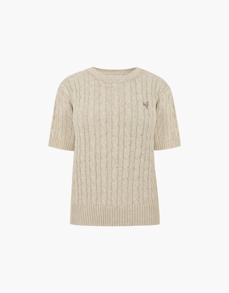 half sleeve cable knit - oatmeal