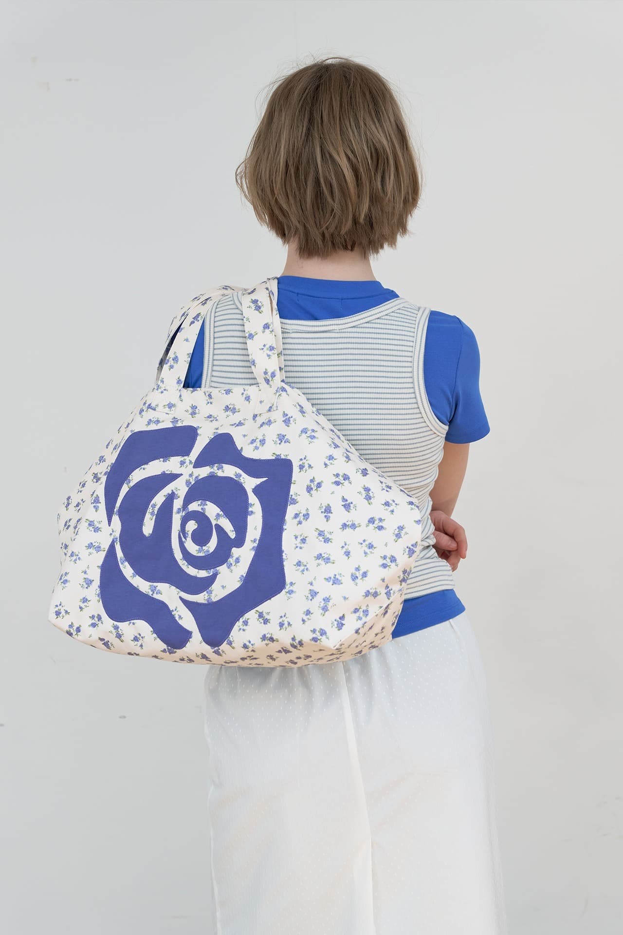 ROSE PATCH ECO BAG_BLUE
