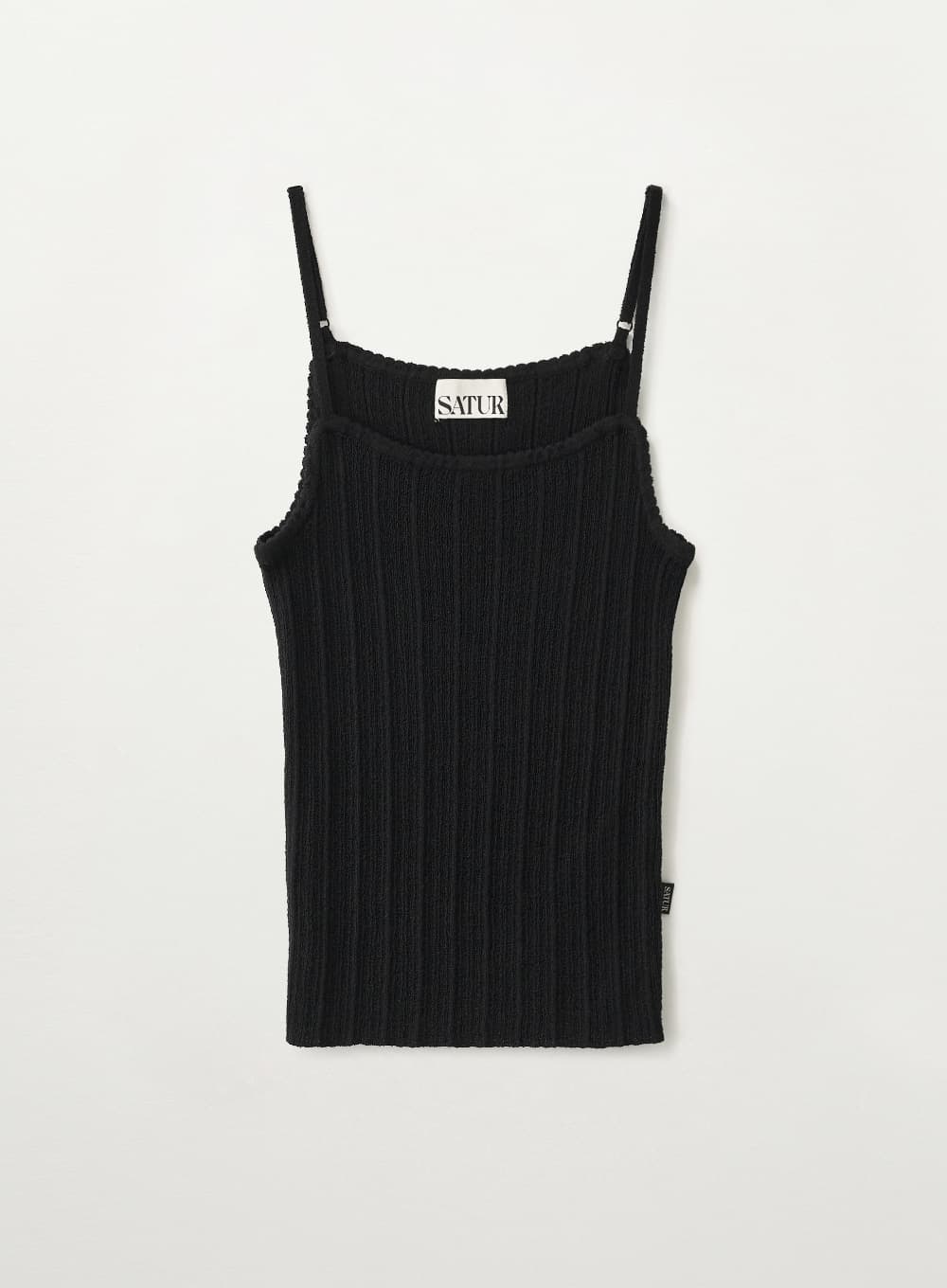 (W) Ribbed Knit Sleeveless - Black