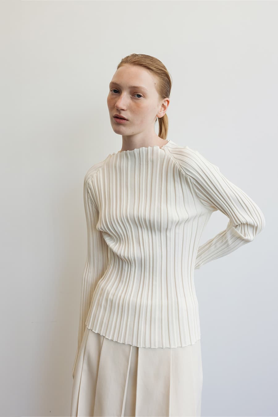 MILLIE KNIT MOCKNECK TOP [IVORY]