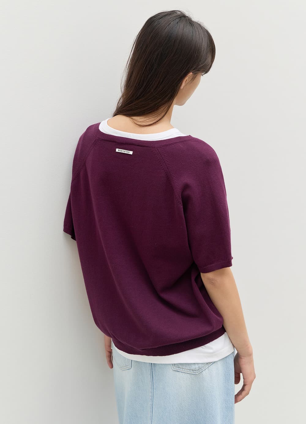 Fresh Cotton V-Neck Knit - Plum