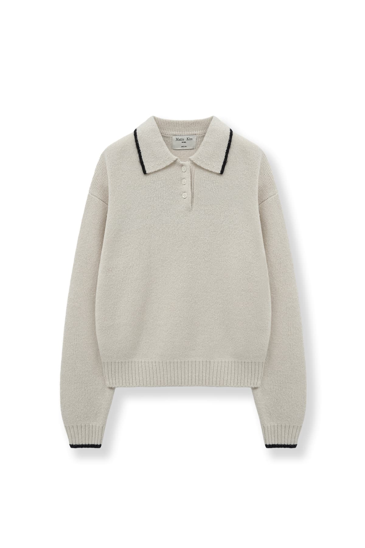 BACK LOGO COLLAR KNIT TOP FOR WOMEN IN IVORY