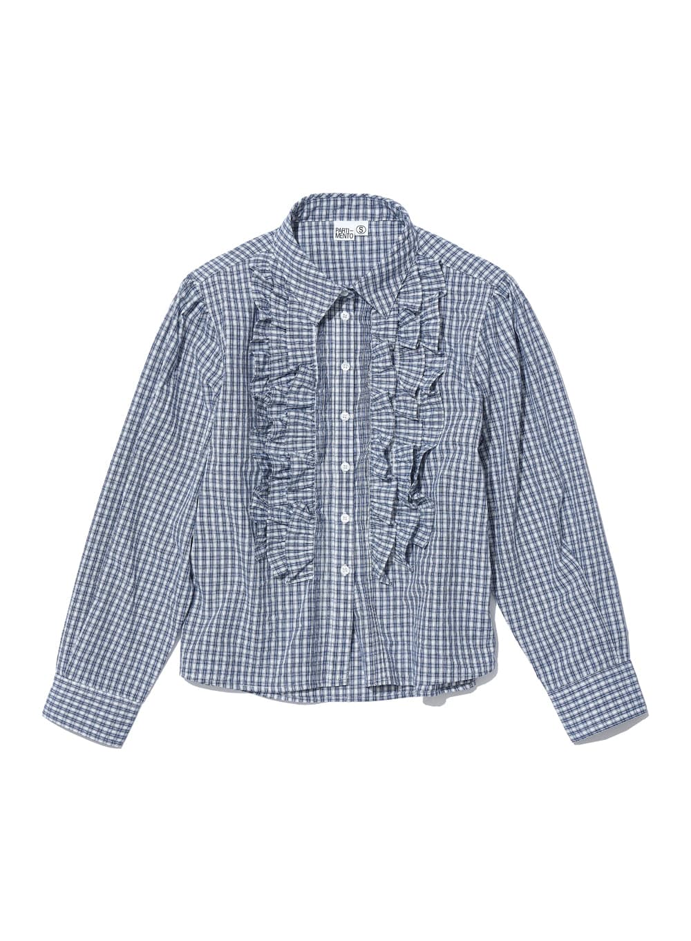 COUNTRY RUFFLE-PINTUCK SHIRT_BLUE CHECK