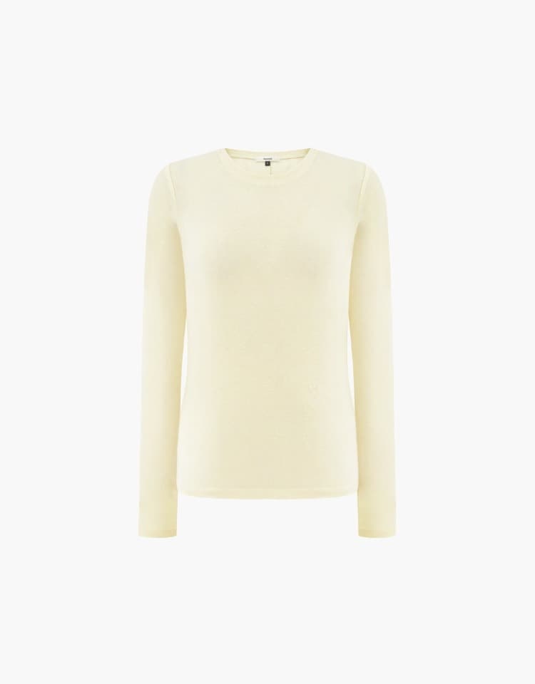 wool tencel long sleeve t-shirt - cream