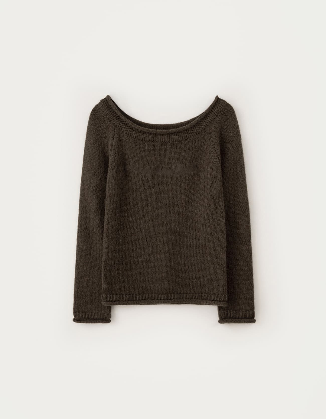 Bold Logo Alpaca Boat Knit - Brown