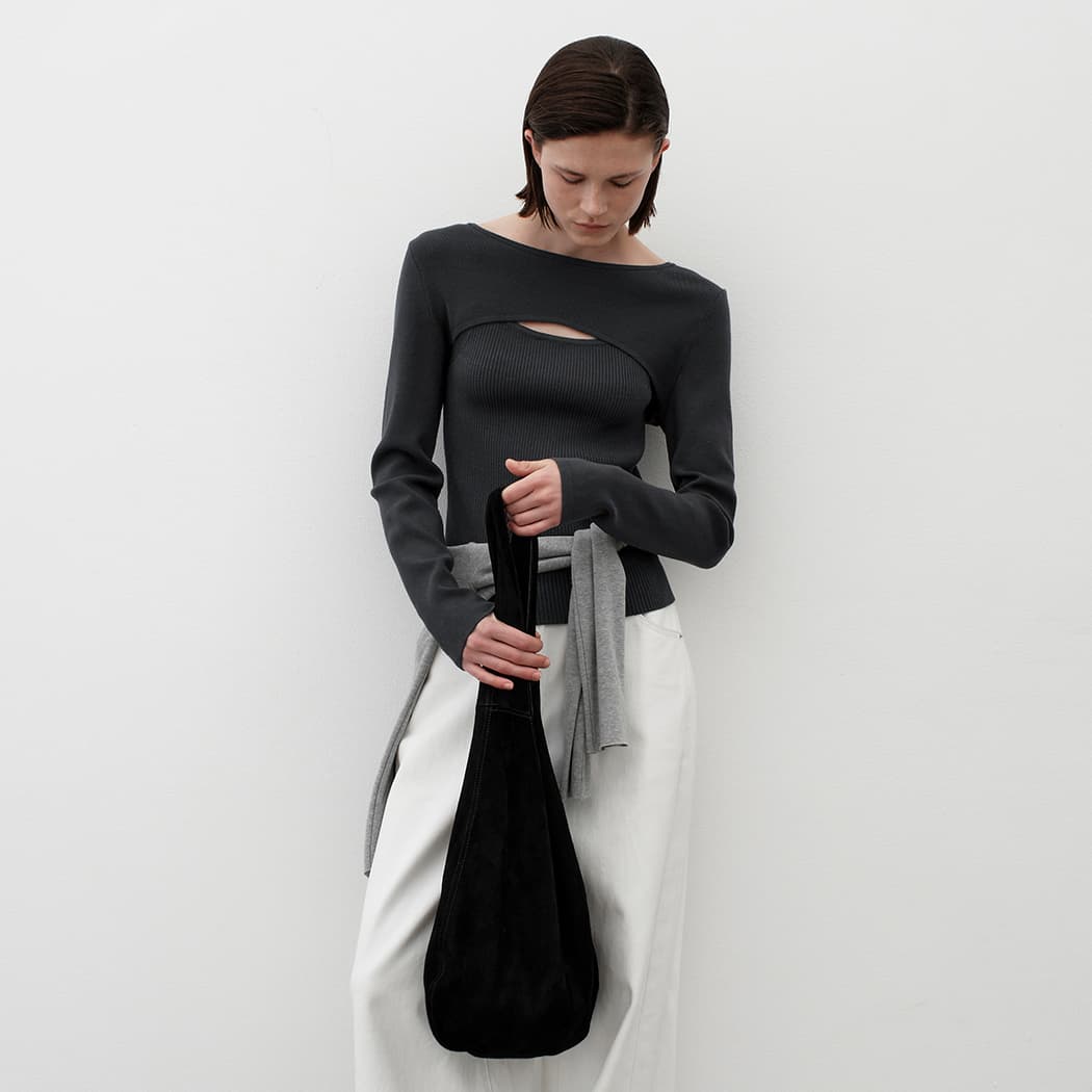 (T-7111) RAVI KNIT TOP&SLEEVELESS SET S