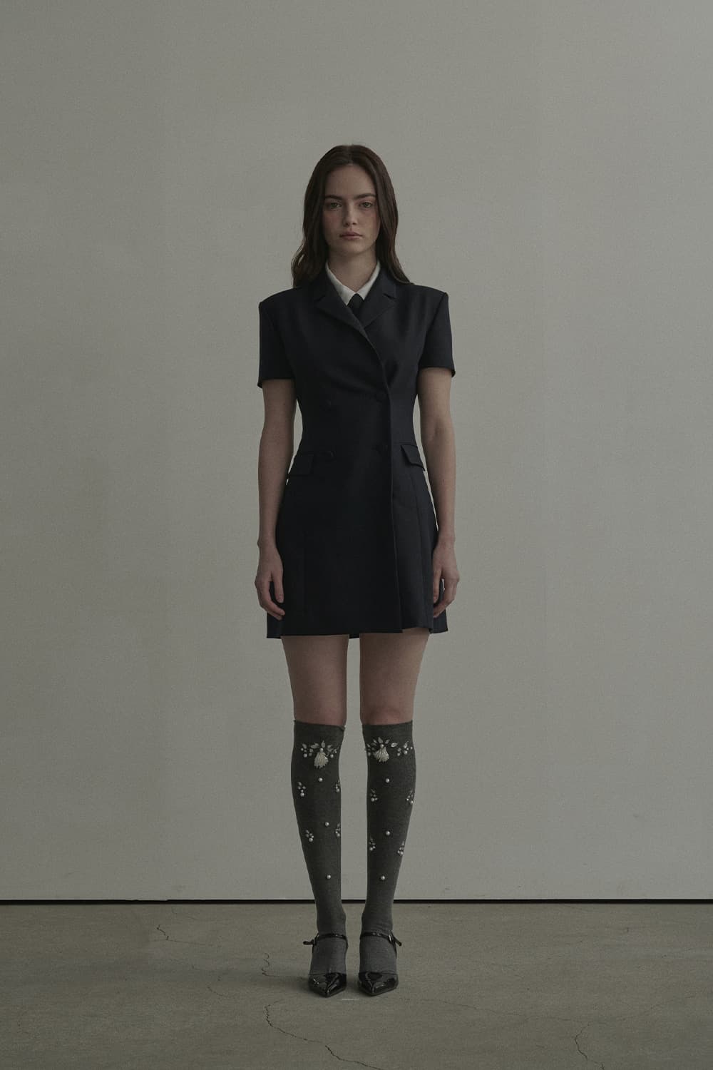 Jenn Half-Sleeve Suit Jacket Dress - Navy