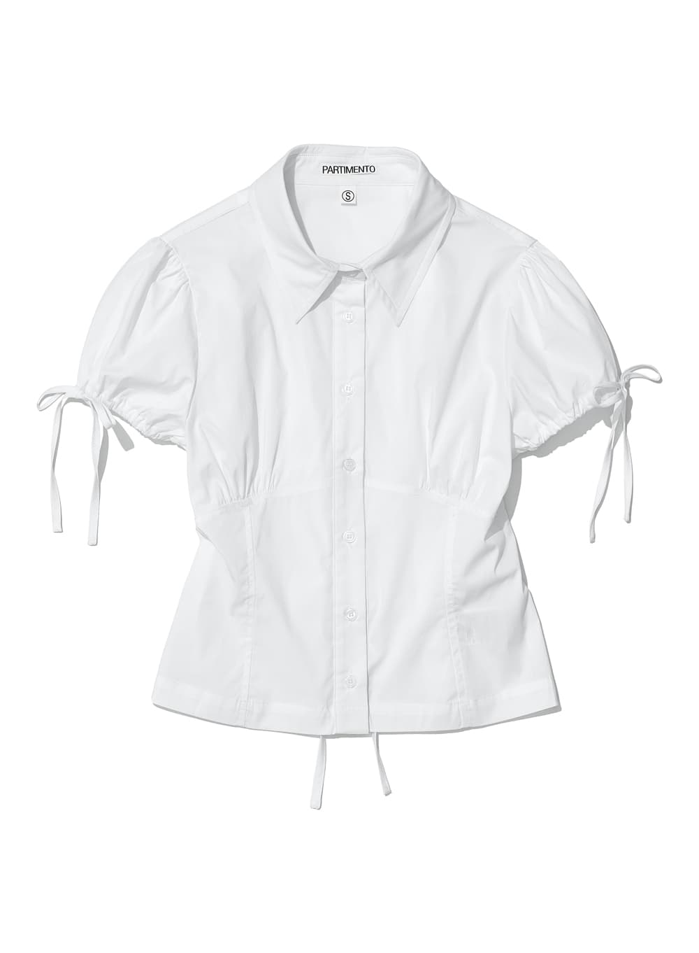BOWTIE PUFF SLEEVE BLOUSE_WHITE