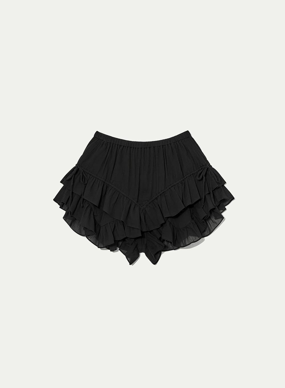 Ruffle Trimming Shorts Black