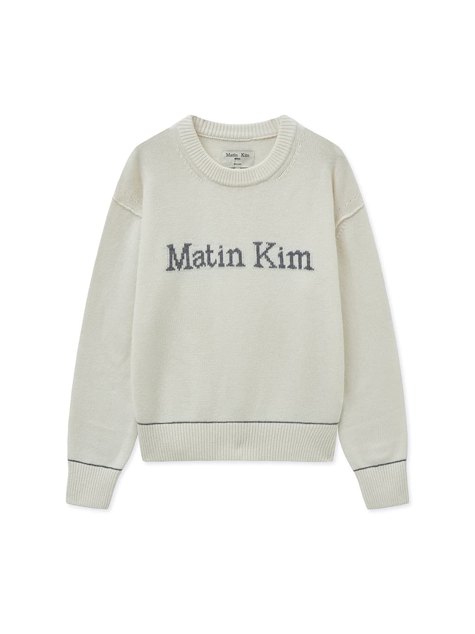 COLOR TRIM LINE LOGO PULLOVER IN IVORY