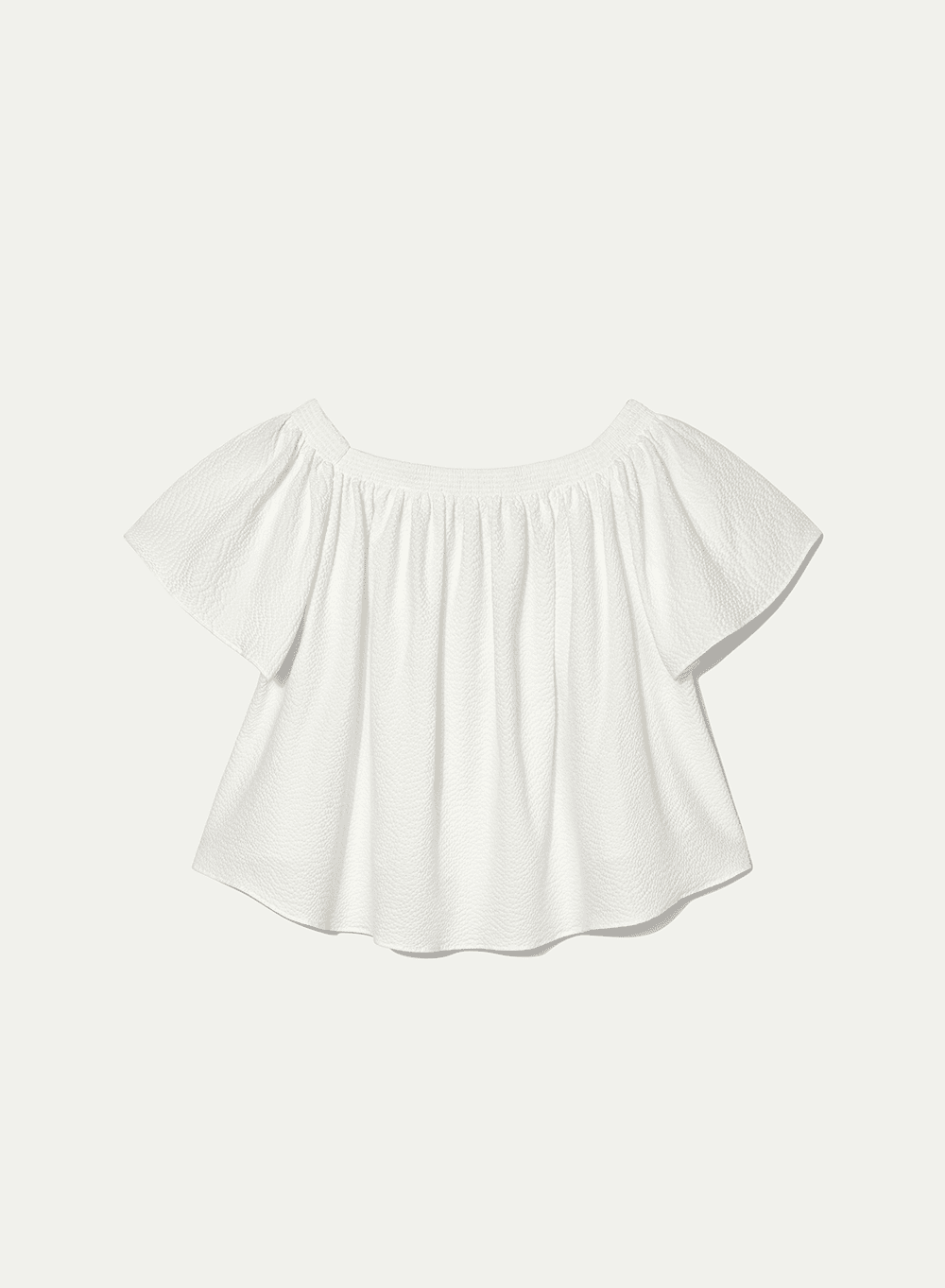 Wavy Smocked Blouse White