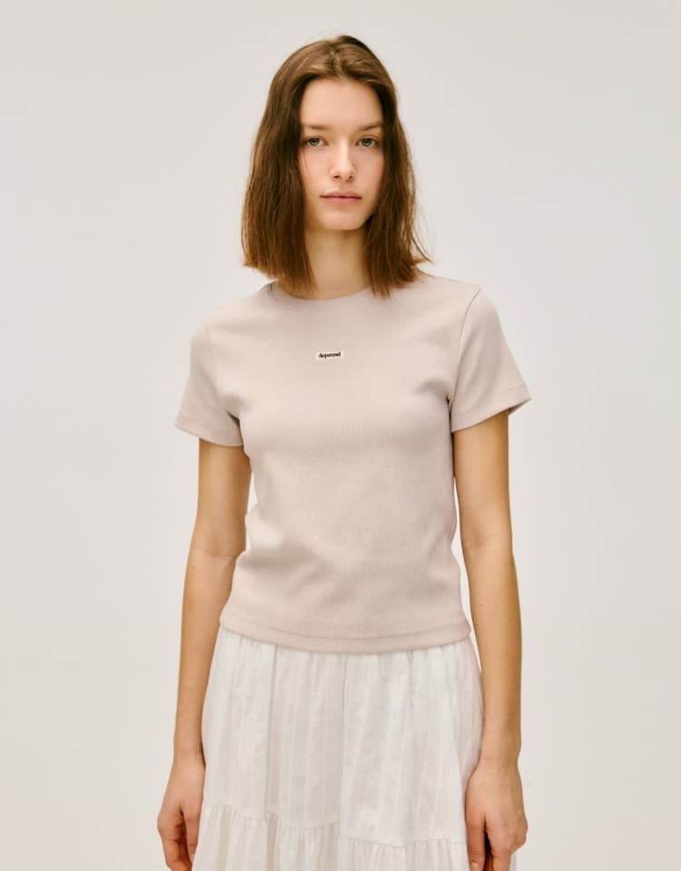 box logo slim pigment t-shirt - light beige