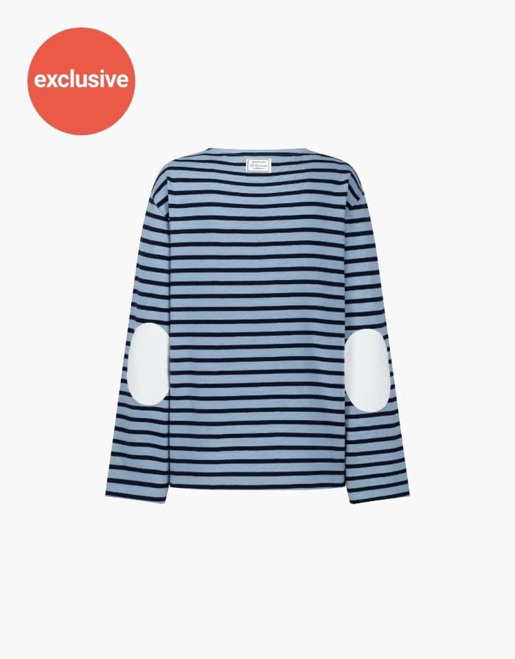 striped round neck t-shirt - dark navy