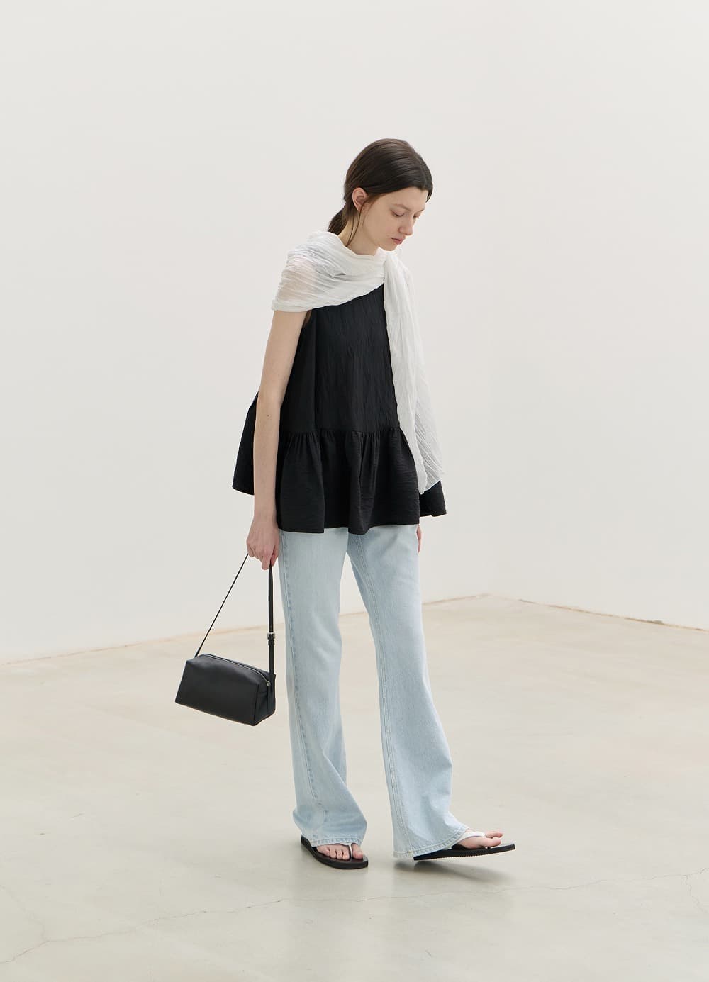 Fluid Flare Sleeveless Top - Black