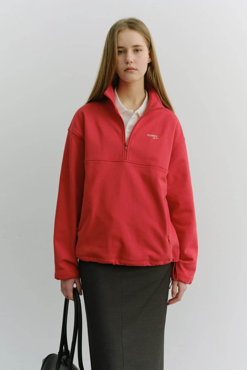 UNISEX RELAXED HALF ZIP-UP SWEATSHIRT RED_UDTS6A102R2