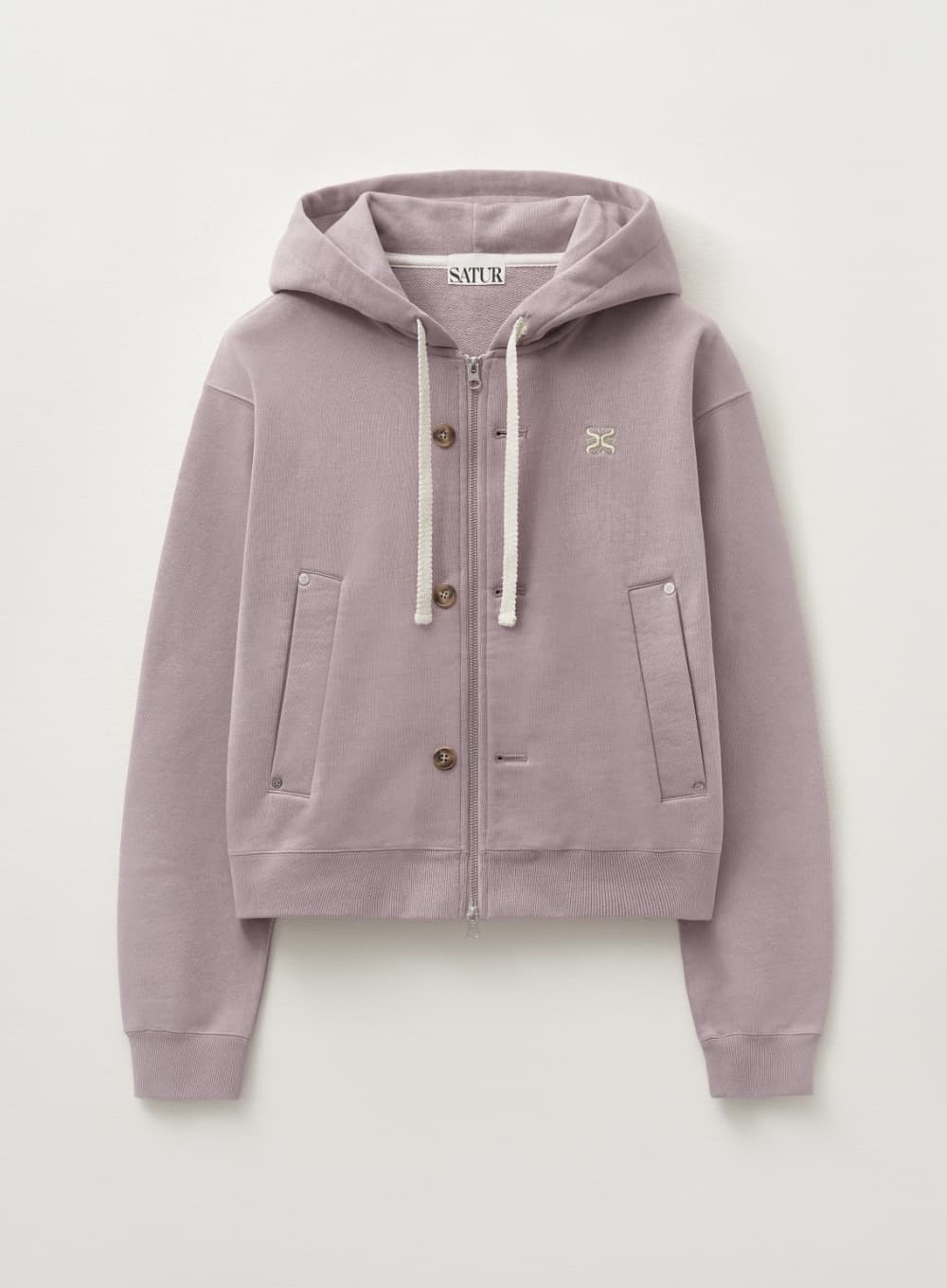 (W) Teo Cotton All Day Hood Zip-up - Purple
