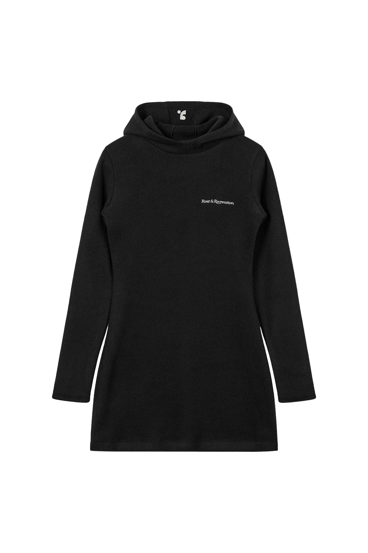 HAIRY HOOD KNIT DRESS - BLACK