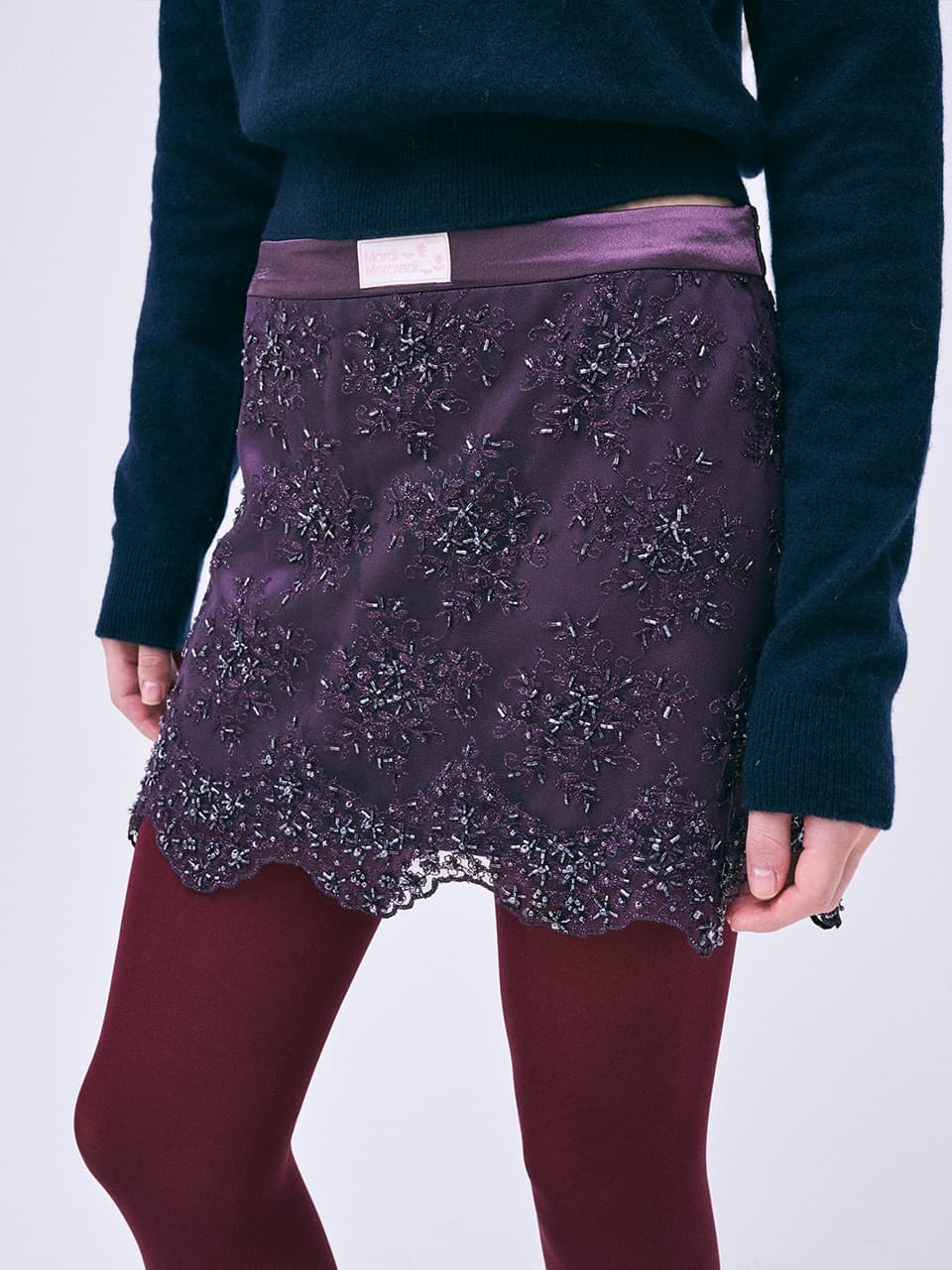 SEQUIN MINI SKIRT LACE_PURPLE