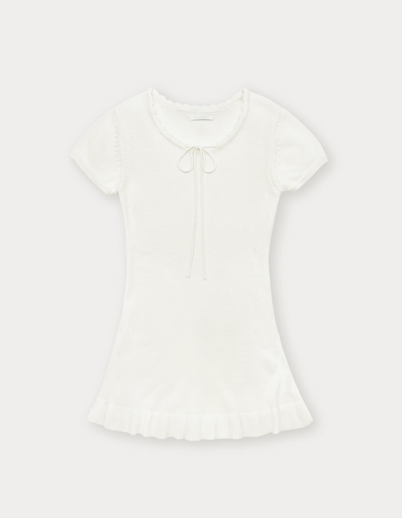 Cotton Ribbon Knit Dress - Ivory