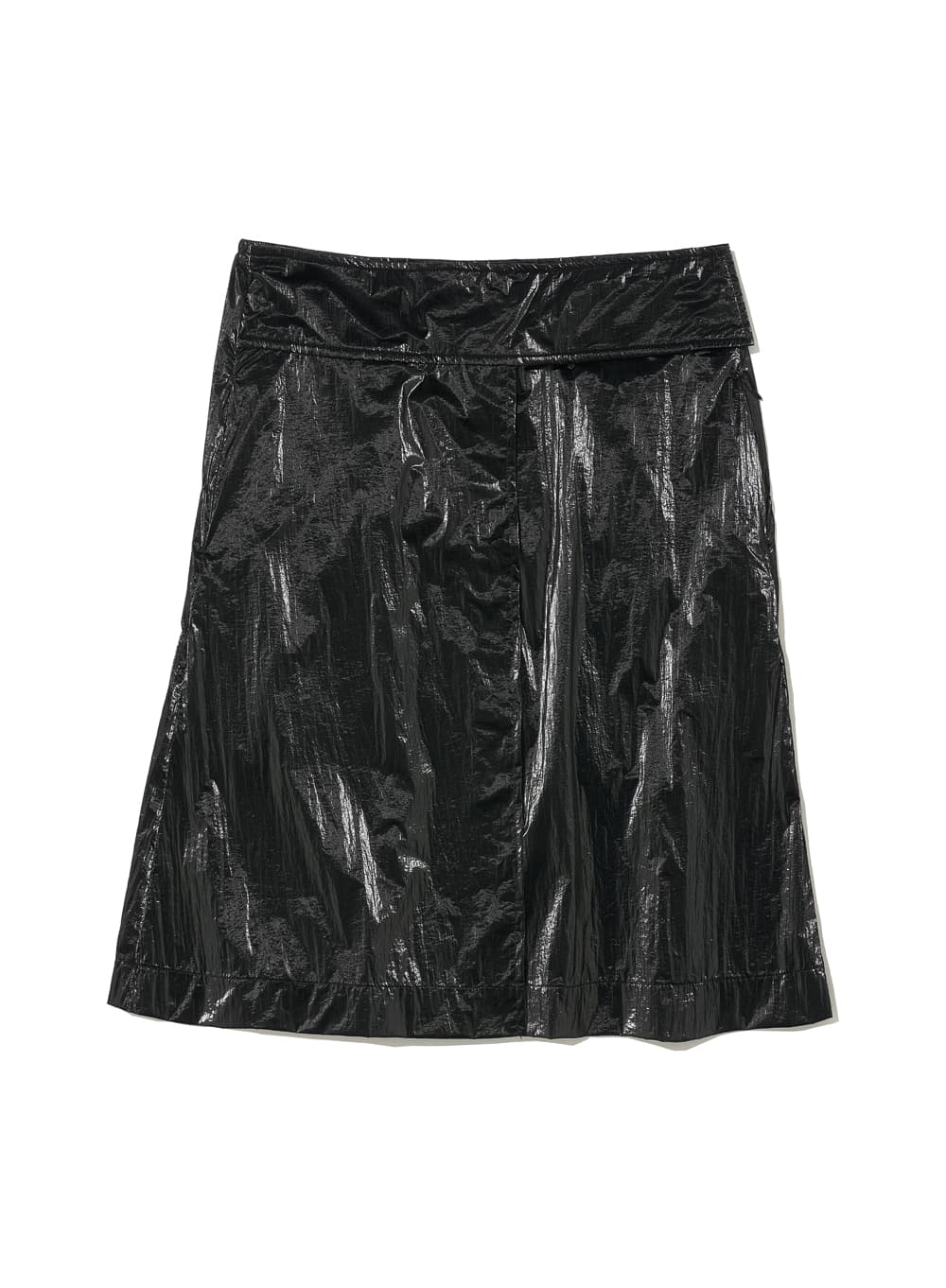 SMOCKING WRAP MIDI SKIRT_BLACK