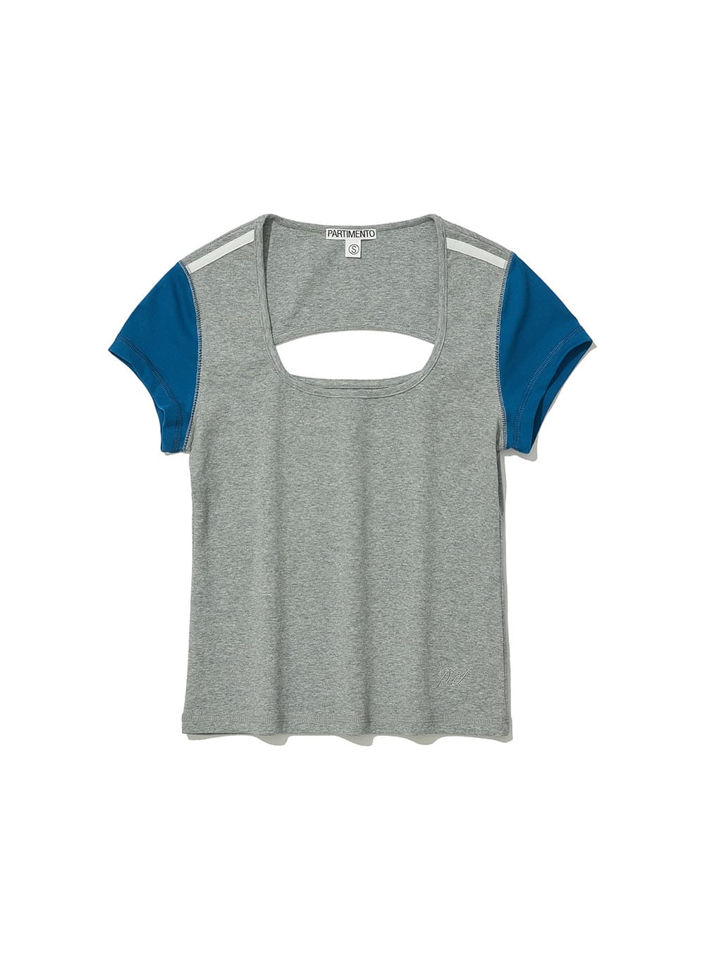 CUT-OUT SCOOPNECK SHORT SLEEVE TEE_MELANGE