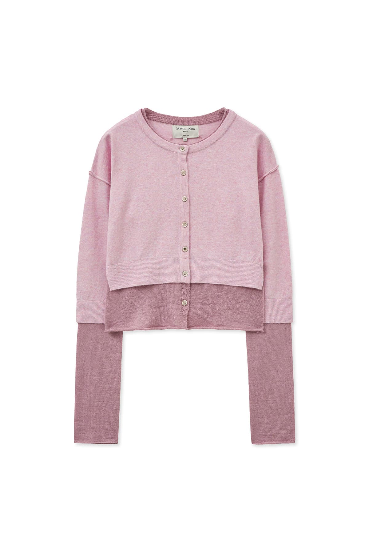 LAYERED TEXTURE KNIT CARDIGAN IN LILAC