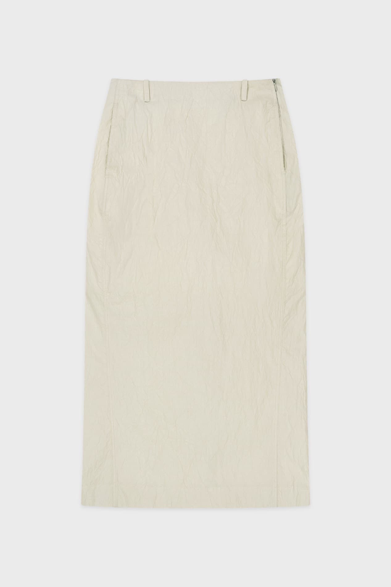 Wrinkle H-Line Skirt (Cream)