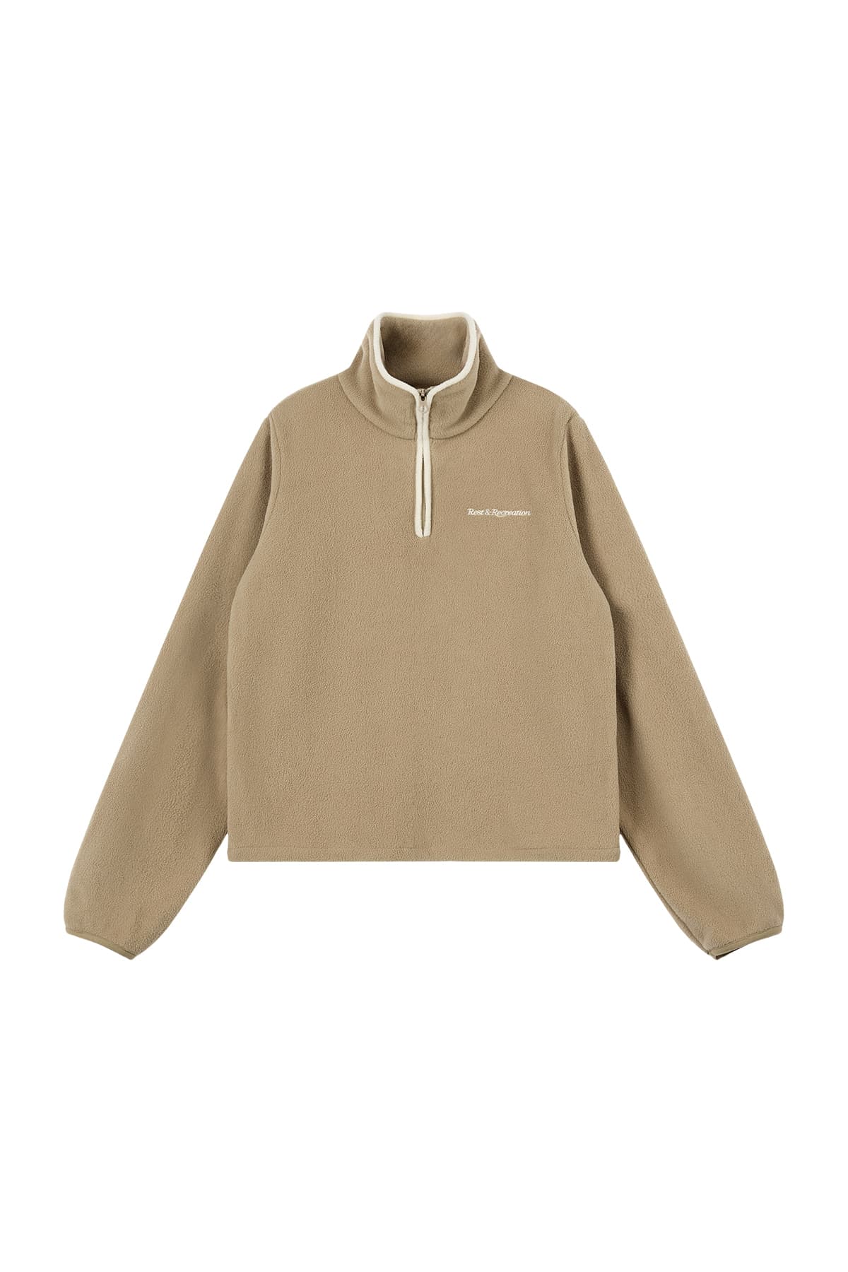 FLEECE HALF ZIP-UP - BEIGE