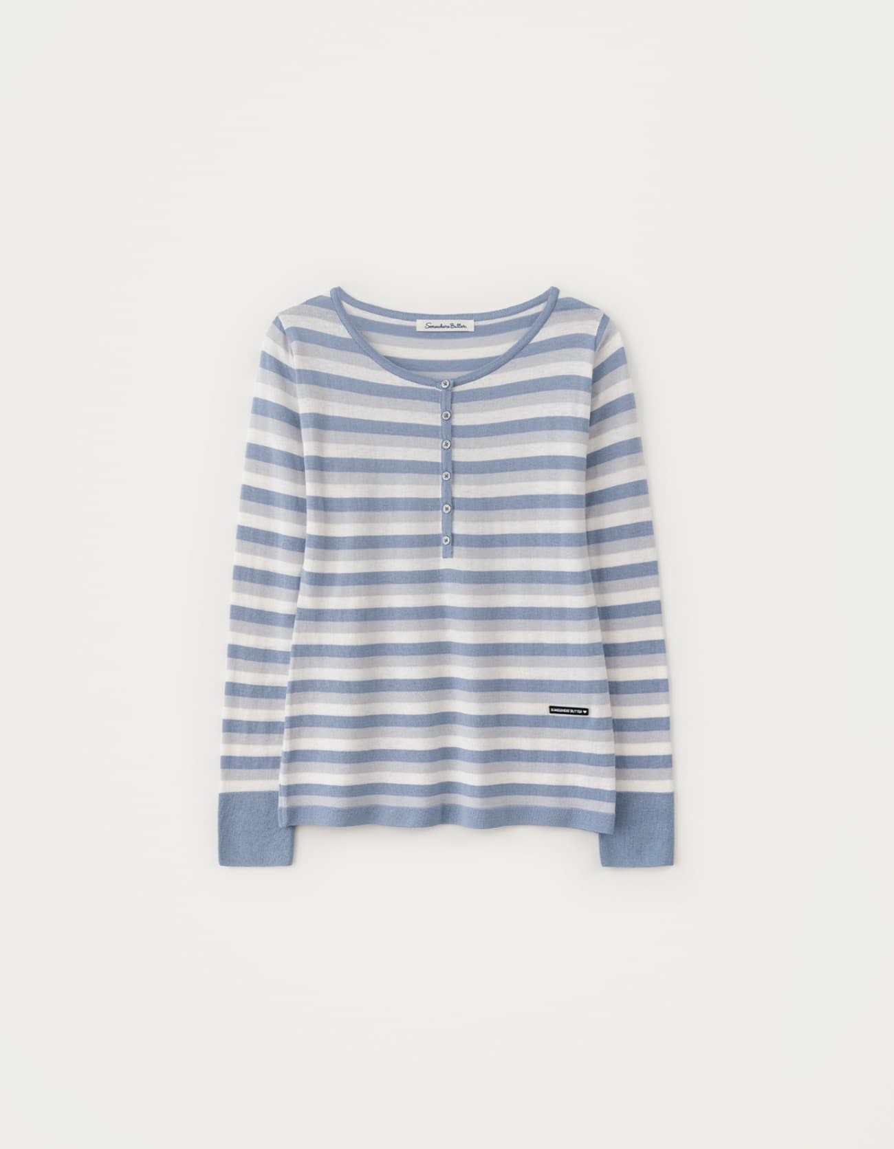 Stripe Molty Wappen Henly Knit - Light Blue