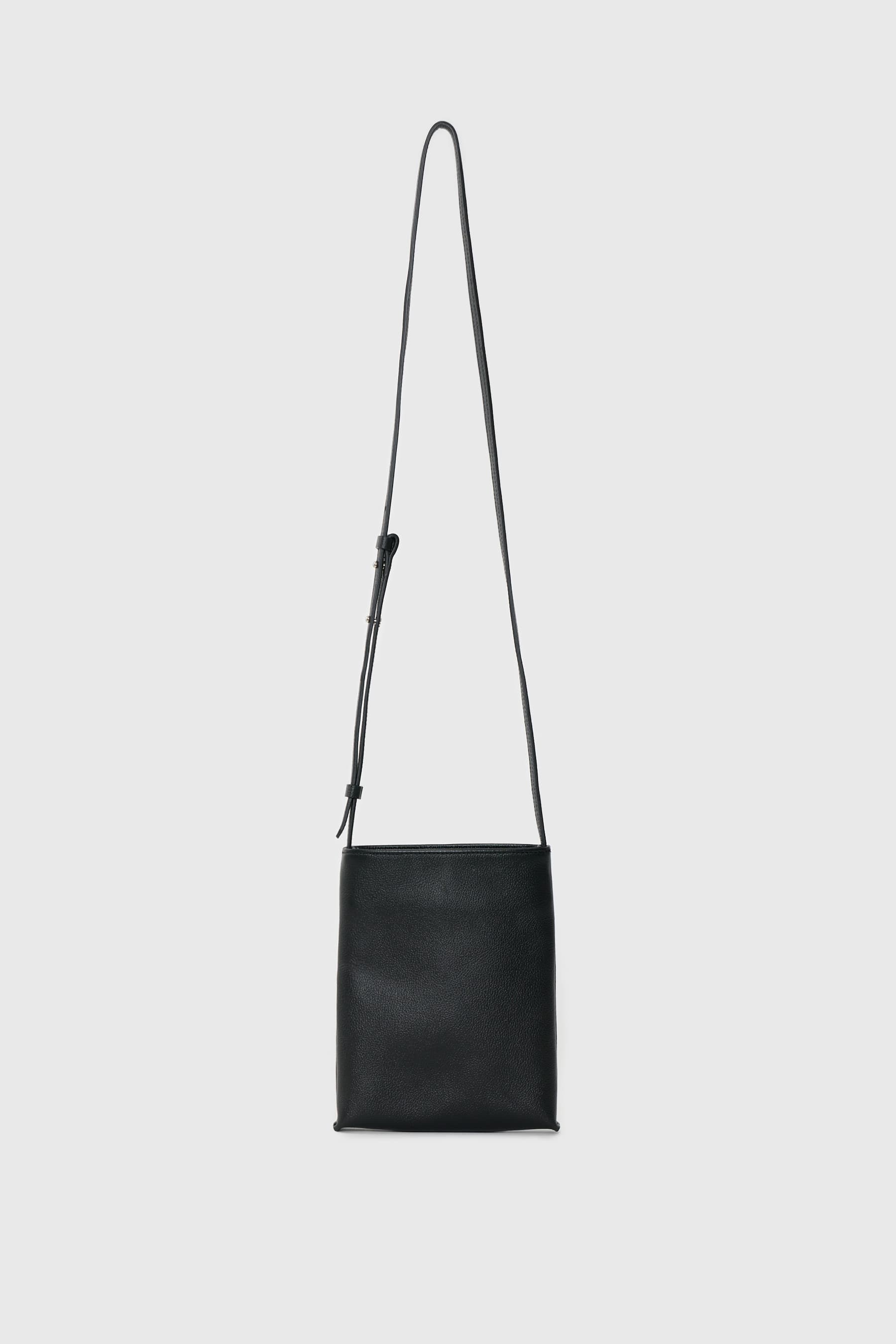Leather Vertical Cross Bag (Black)