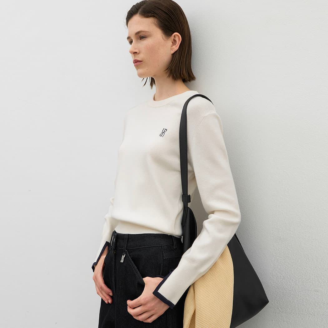 (Z-T-6772)ESSENTIAL COLOR MATCHING POINT KNIT