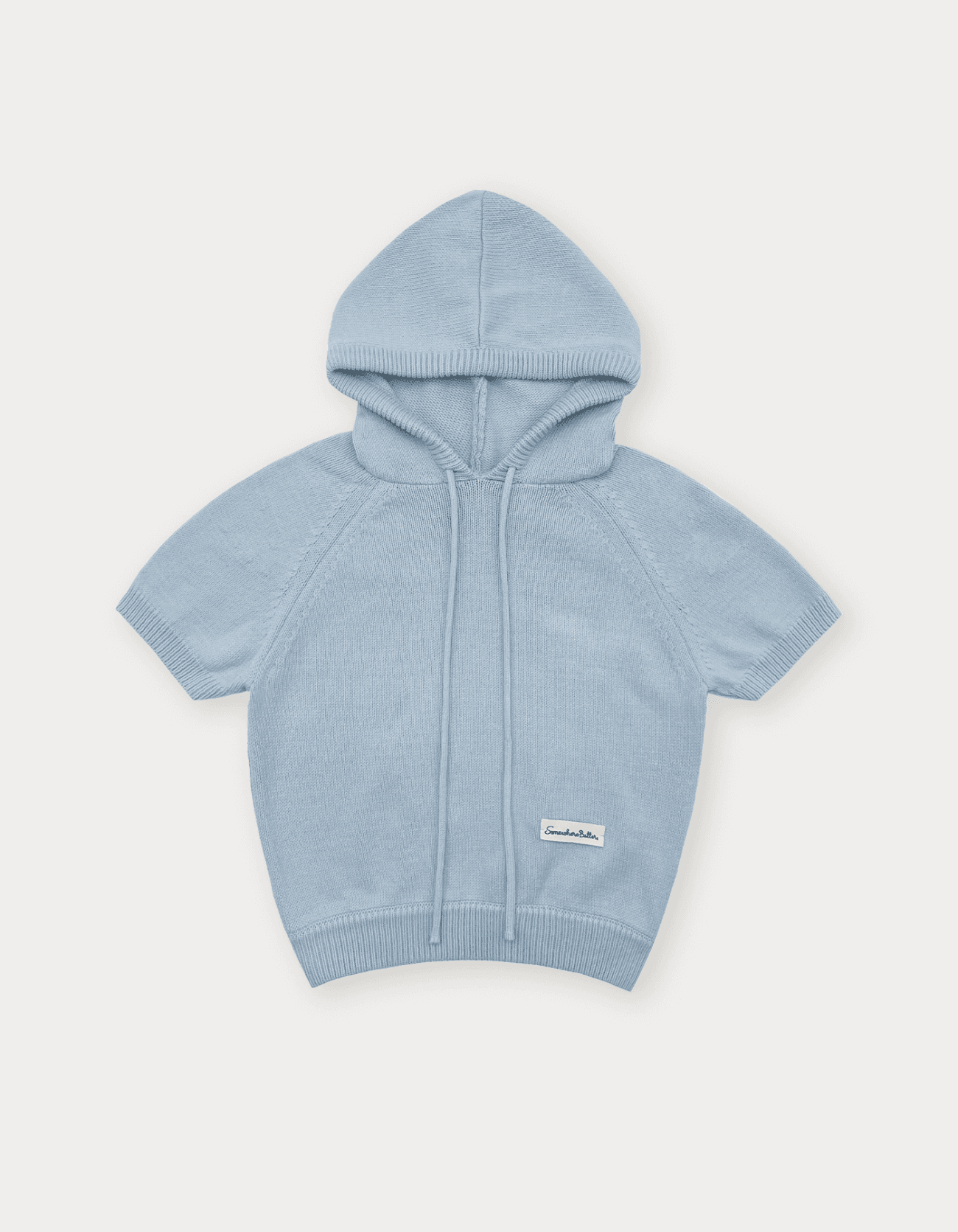 Hoodie Label Cotton Knit - Light Blue