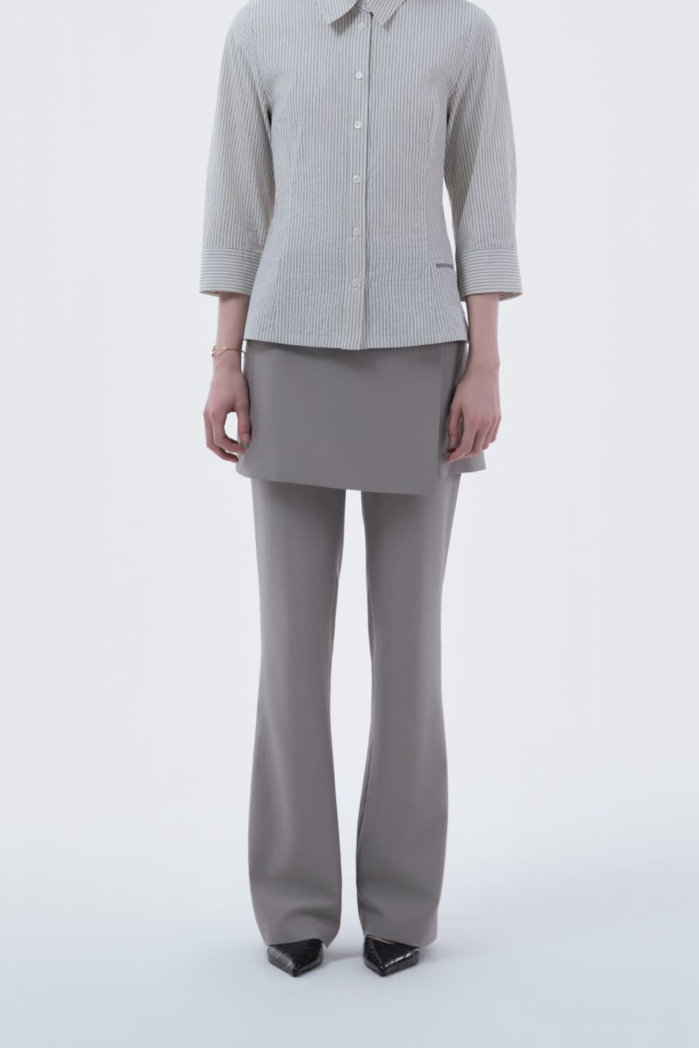 Emma Tailored Wrap Skirt & Pants Set - Ash Beige