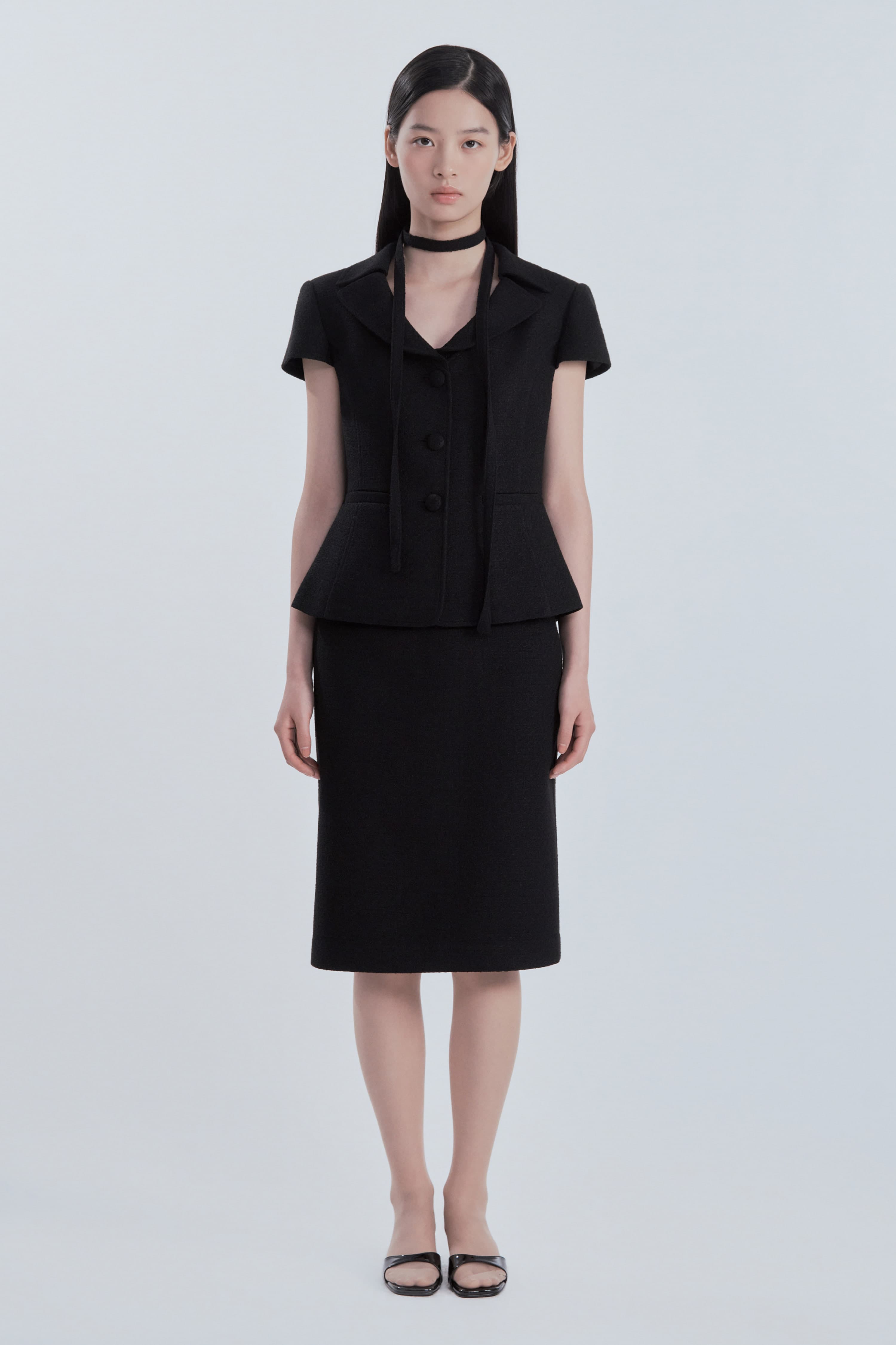 MAC Tweed Midi Skirt (Boucle Edition) - Tweed Black